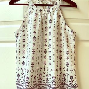 Flirty Skies are Blue ivory top with navy detail